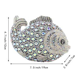Bolso de noche de lujo con cristales y diseño de pez para mujer, cartera de mano con pedrería especial, bolso de hombro para salir de noche - Product Image 2