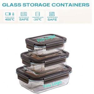 Ensemble de contenants alimentaires en verre empilables modernes avec couvercles verrouillables, idéal pour la rentrée scolaire, compatibles micro-ondes et lave-vaisselle, pour la cuisine et les fêtes - Product Image 3