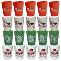 Lot de quatre mugs de Noël en plastique réutilisables de 47 cl, pour boire directement, respectueux de l'environnement, pour les fournitures de fête de fin d'année