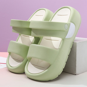 Sandales compensées à plateforme pour femmes, rehaussantes, à bout ouvert et à larges brides, Beige Blanc Rose Noir Vert clair - Product Image 2