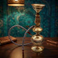 Cachimba de Latón Puro Hecha a Mano, Tipo Recto, con Diseño Grabado y Tamaños de Vapor de 10 a 14 Pulgadas para Bares y Hoteles