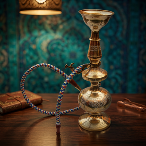 Chicha artisanale en laiton pur, type droit, avec motif gravé, tailles de chicha de 10 à 14 pouces pour bars et hôtels - Product Image 2