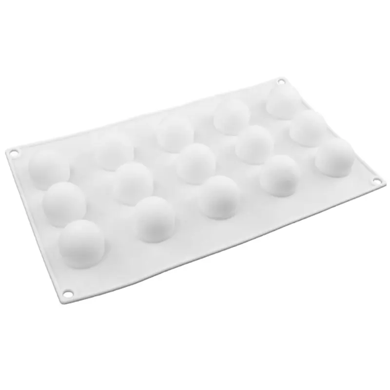 3D Silicone Moldes Mini Trufa 15 Buraco Redondo Bola Em Forma De Cozimento Moldes Bolo Molde para Sobremesa Brownie Pudding Jello