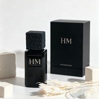 Botol Parfum Kosong Kaca Hitam Persegi 100ml Mewah untuk Pria, Botol Semprot Aroma, Logo Kustom, Pabrik Merek