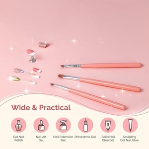 Pinceaux à ongles en gel plats/ovales/angulaires, pour la création d'art des ongles, la peinture DIY et le nettoyage des erreurs de pose sur les cuticules - Product Image 6