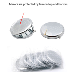 Wholesale DIY 70mm Solid Double <b>Side</b> Folding Cosmetic Mirrors Private Label Round Metal Portable Mirror - Product Image 5