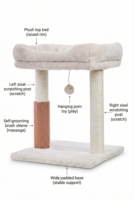 Arbre à chat multi-niveaux en velours de haute qualité, écologique et durable, avec poteaux en sisal, pour chats d'intérieur, en carton