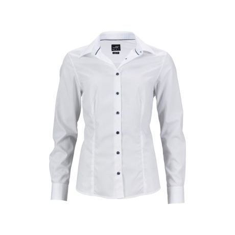 Ladies' Fashionable Silk Chiffon Knitted Top-Embroidered 'Plain' Shirt with Inserts at Collar and Cuffs Size XL
