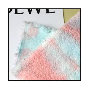 Colorful tie dye pattern soft sherpa fleece fabric for blanket