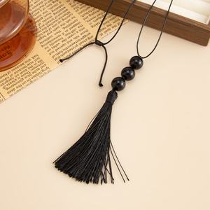 Винтажные регулируемые ожерелья с акриловыми бусинами и подвесками-кисточками для женщин, длинные ожерелья-аксессуары в уличном стиле, модные украшения - Product Image 4