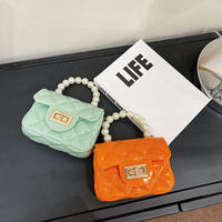 Sac à main en PVC pour femme, best-seller, avec nœud et design plissé, mini sac à bandoulière portable en perles