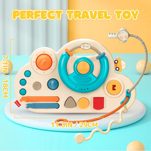 Jouet éducatif de voyage pour tout-petits, volant de direction, jouet de conduite, planche d'activités sensorielles Montessori - Product Image 5