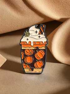 Spilla da collezione in lega di zinco smaltata a forma di zucca di Halloween 2026, fantasma e gelato, con serigrafia - Product Image 2