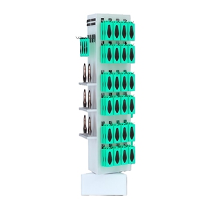 Multi-Function Combined Wig Display <b>Stand</b> Metal 4 Sided Rotating Rack with Shelves Hooks & Wheels for Hair Extensions - Product Image 2