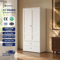 Armoire de chambre en métal blanc avec placard supérieur, meuble de rangement autoportant pour vêtements, idéal pour l'organisation intérieure des condos et des maisons