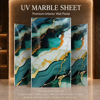 Revêtement mural en PVC MORLENX, feuille de marbre UV agate or émeraude bleu-vert, pour projet de réception de complexe hôtelier de luxe