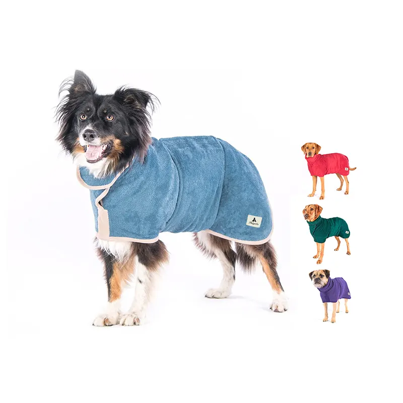 Wholesale Custom Factory Large Luxury Designer Ultra-Absorbent Yet Breathable Drying Coat Pet Dog Bathrobe Clothes