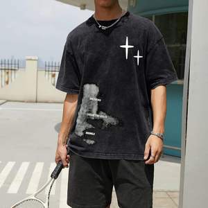 T-shirts graphiques décontractés d'été pour hommes personnalisés, style streetwear Y2K, coupe oversize, effet délavé, motif inspirant 3D - Product Image 1