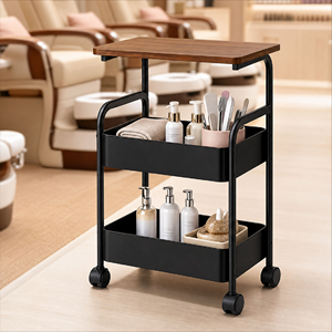Chariot de rangement mobile à 3 niveaux en aluminium pour salon de beauté, avec 4 roues, pour outils de coiffure et spa, idéal pour la salle de bain - Product Image 2