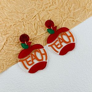 TEACH Acrylique Pomme Pendentif Boucles D'oreilles Retour à l'école Graduation Fête Des Enseignants Cadeau pour les Femmes Uionen 1813 - Product Image 1