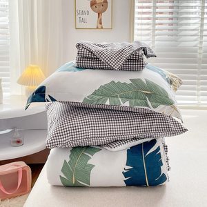 Màu Xanh Lá Cây Nhiệt đới Comforter Cover Set Sợi Nhỏ Hoa Giường In Trên Trắng Bộ Đồ Giường Set Với <span class=keywords><strong>Sheets</strong></span> Duvet Cover Và Vỏ Gối - Product Image 6