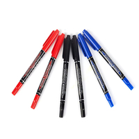 Marqueur permanent à double pointe 3 couleurs 6 mm et 0,5 mm, pointe double, imperméable, écriture fluide, marqueurs d'art et de bureau