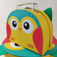 Vente en gros de boîtes de valises en forme de hibou en carton boîte-cadeau mini valises en papier pour enfants
