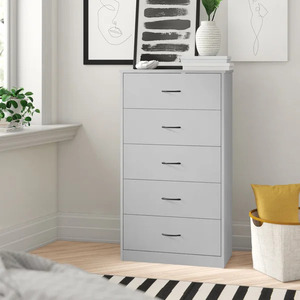 Armoire de buffet pour le salon, <span class=keywords><strong>commode</strong></span> avec 5 tiroirs, <span class=keywords><strong>commode</strong></span> en bois design moderne à poignée dorée - Product Image 3