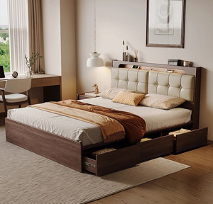 Nouveaux ensembles modernes de <span class=keywords><strong>chambre</strong></span> <span class=keywords><strong>à</strong></span> <span class=keywords><strong>coucher</strong></span> de prix bon marché boîte de meubles de rangement lit double exécutif pour adultes - Product Image 3