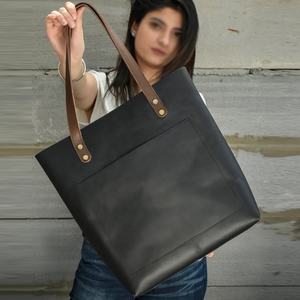 Sac fourre-tout en cuir PU de couleur marron pour femmes sac de travail sacs à bandoulière en cuir véritable personnalisés sacs à main - Product Image 4