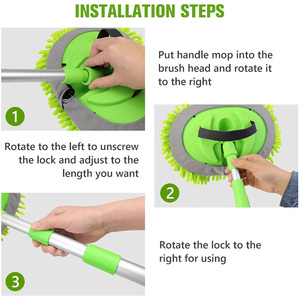 Dewande Aluminum Telescopic Adjustable <strong>Chenile</strong> Multifunctional Cleaning Set Car Wash Brush <strong>Mop</strong> 1m - Product Image 5