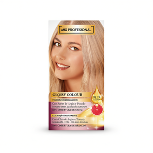 Kit de coloration capillaire permanente professionnelle brillante Mix 1023 Blond Platine avec huile d'argan et pomelo pour couverture des cheveux gris - Product Image 1