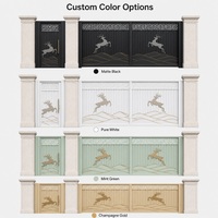 Portail coulissant en aluminium avec garniture noire et or, motif cerf, pour entrée de villa, couleur personnalisable