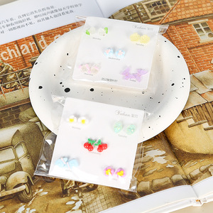 Fresh Sweet Cartoon <b>Stud</b> Earrings 5 Pairs <b>Plastic</b> Alloy Women Gift Fashion Jewelry - Product Image 4