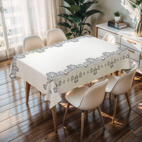 Nappe de table rectangulaire blanche pour fête du Ramadan RNPT, avec dos en PU antidérapant, nettoyage facile, épaisseur 0,5 mm, pour pique-nique