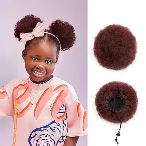 Extension <span class=keywords><strong>de</strong></span> Cheveux Synthétiques <span class=keywords><strong>Afro</strong></span> Puff Chignon Durable avec Cordon <span class=keywords><strong>de</strong></span> Serrage <span class=keywords><strong>Queue</strong></span> <span class=keywords><strong>de</strong></span> <span class=keywords><strong>Cheval</strong></span> Noir 4 Pouces Pratique Fluffy Kinky Curly Kid Hair - Product Image 2