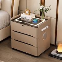 Vente en gros de table de chevet intelligente multifonctionnelle pour chambre à coucher avec lumière à capteur, verrouillage par empreinte digitale, charge sans fil, haut-parleur Bluetooth domestique
