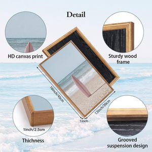 Juego de 3 letreros de pared de madera marco océano ola palmera playa ilustraciones tabla de surf arte impresiones madera playa enmarcado lienzo <span class=keywords><strong>para</strong></span> decoración <span class=keywords><strong>del</strong></span> hogar - Product Image 3