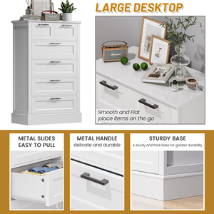 White Dresser with <b>6</b> <b>Drawers</b>, Vertical Tall for Bedroom, Chest of <b>Drawers</b> Nursery - Product Image 3