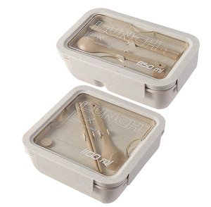 Hotselling Biodegradable Food Container Set Bento Box With Cup Wheat Straw Lunch Box