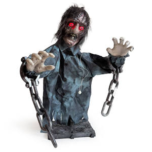 Nouveautés Halloween : <span class=keywords><strong>Zombie</strong></span> demi-corps oscillant avec chaînes en fer, capteur sonore électrique, accessoire de décoration d'ambiance d'horreur, style américain - Product Image 6