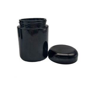 100ml Transparent Cosmetics Container Amber Brown <b>Glass</b> <b>Jars</b> with Black Plastic <b>Lids</b> - Product Image 5