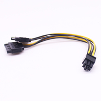 Cable de fuente de alimentación para tarjeta gráfica PCI-e PCIE, adaptador divisor de 6 pines a SATA Dual, 20CM, 18awg, Sata, 2x15 pines