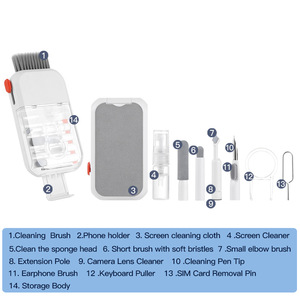 Kit <span class=keywords><strong>de</strong></span> Herramientas <span class=keywords><strong>de</strong></span> Limpieza Digital Portátil 14 en 1 con Extractor <span class=keywords><strong>de</strong></span> Teclas y Soporte para Teléfono, para Limpiar PC, Tabletas y Auriculares, para el Hogar, la Oficina y Viajes - Product Image 5