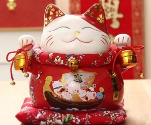 10 pollici salvadanaio Craft regalo Porcel figurina giapponese Hotel auto decorazione in ceramica fortuna gatto fortunato Maneki Neko per la casa - Product Image 5