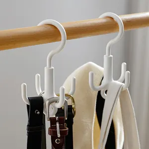 SHIMOYAMA Creative Rotary Hook Four-Claw Multi-Function Hook Nail Free Plastic Tie Hook for Storage and Hanging