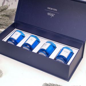 Ascendia Scented Soy Wax <b>Candles</b> Blue Glass Jar Aromatherapy Home Fragrance <b>Gift</b> <b>Set</b> Elegant Style Fresh Scents - Product Image 1