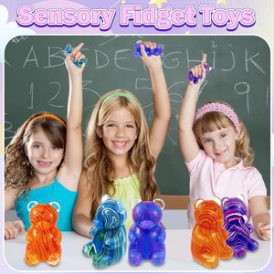 Jouets à presser en forme d'ours texturés et colorés, remplis de maltose, pour le jeu sensoriel, soulagement de l'anxiété, concentration, unisexe, 5 à 7 ans, matériau TPE - Product Image 5