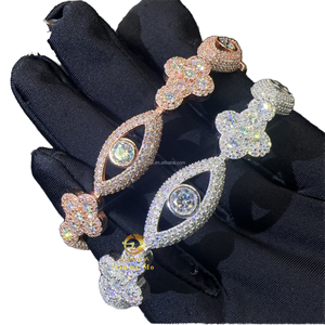 Moissanite Jewelry 925 Sterling Silver Iced Out Eye Cross <b>Infinity</b> Hip Hop Black Rhodium Plated GRA Certified Unisex <b>Bracelet</b> - Product Image 3