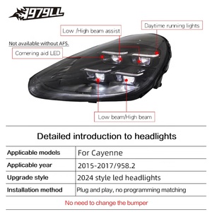 Đèn pha xe hơi [1979ll] 2015 2017 2016 958 nâng cấp lên kiểu đèn pha <span class=keywords><strong>LED</strong></span> PDLS 2024 cho Porsche Cayenne 92a 958.2 - Product Image 2